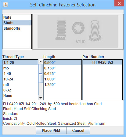 Self-clinching fastener selection dialog.jpg