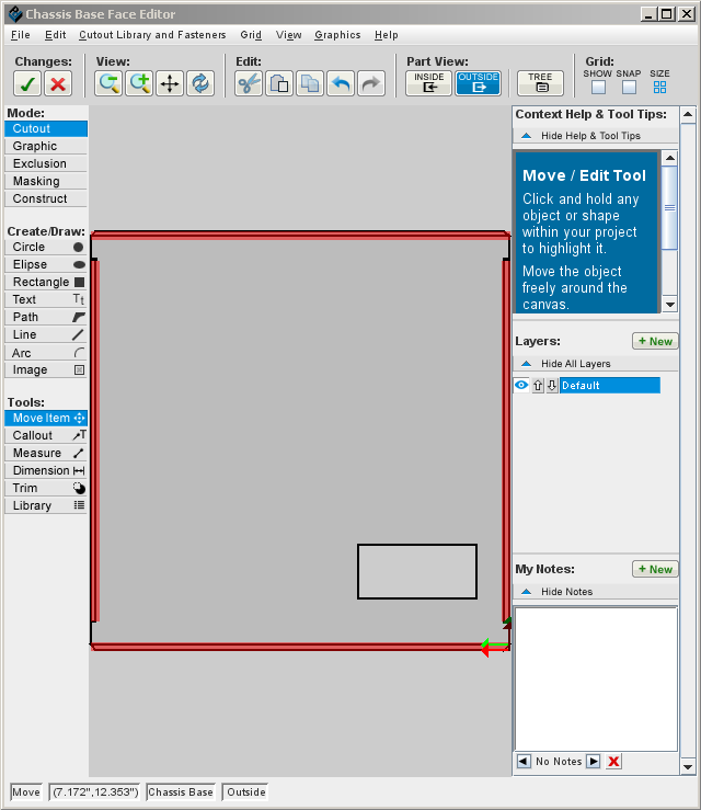 Rectangle cutout on u-shape rear face