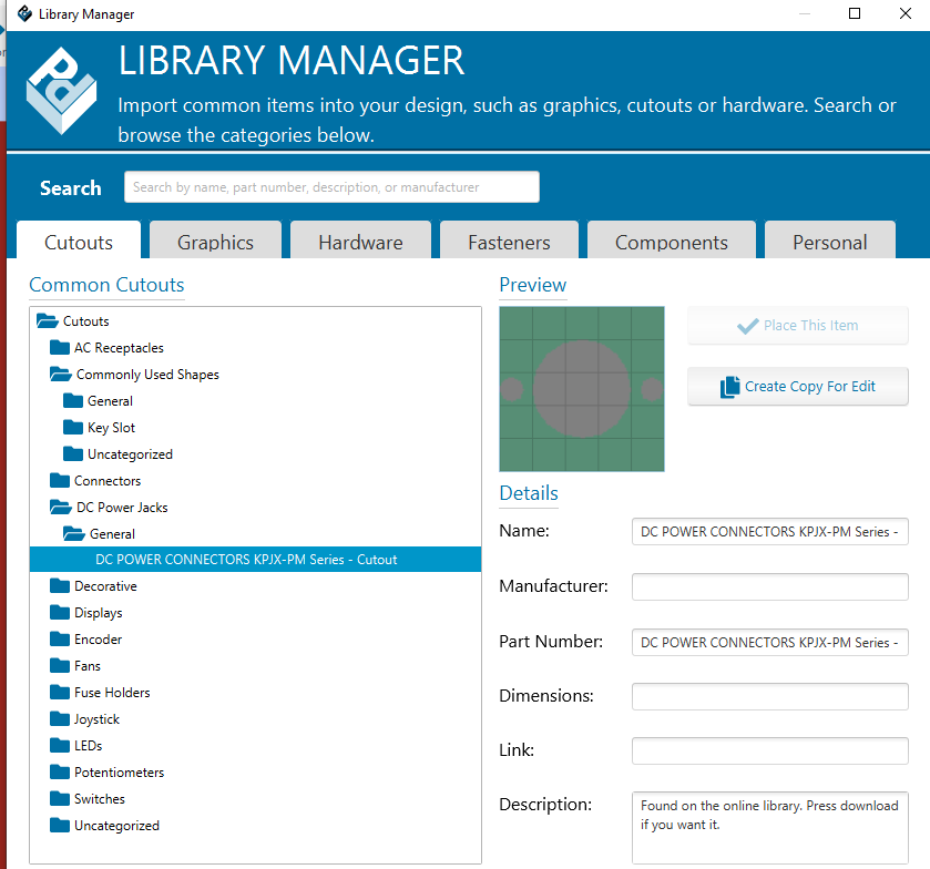 Managing cutout library items 3D viewer.png